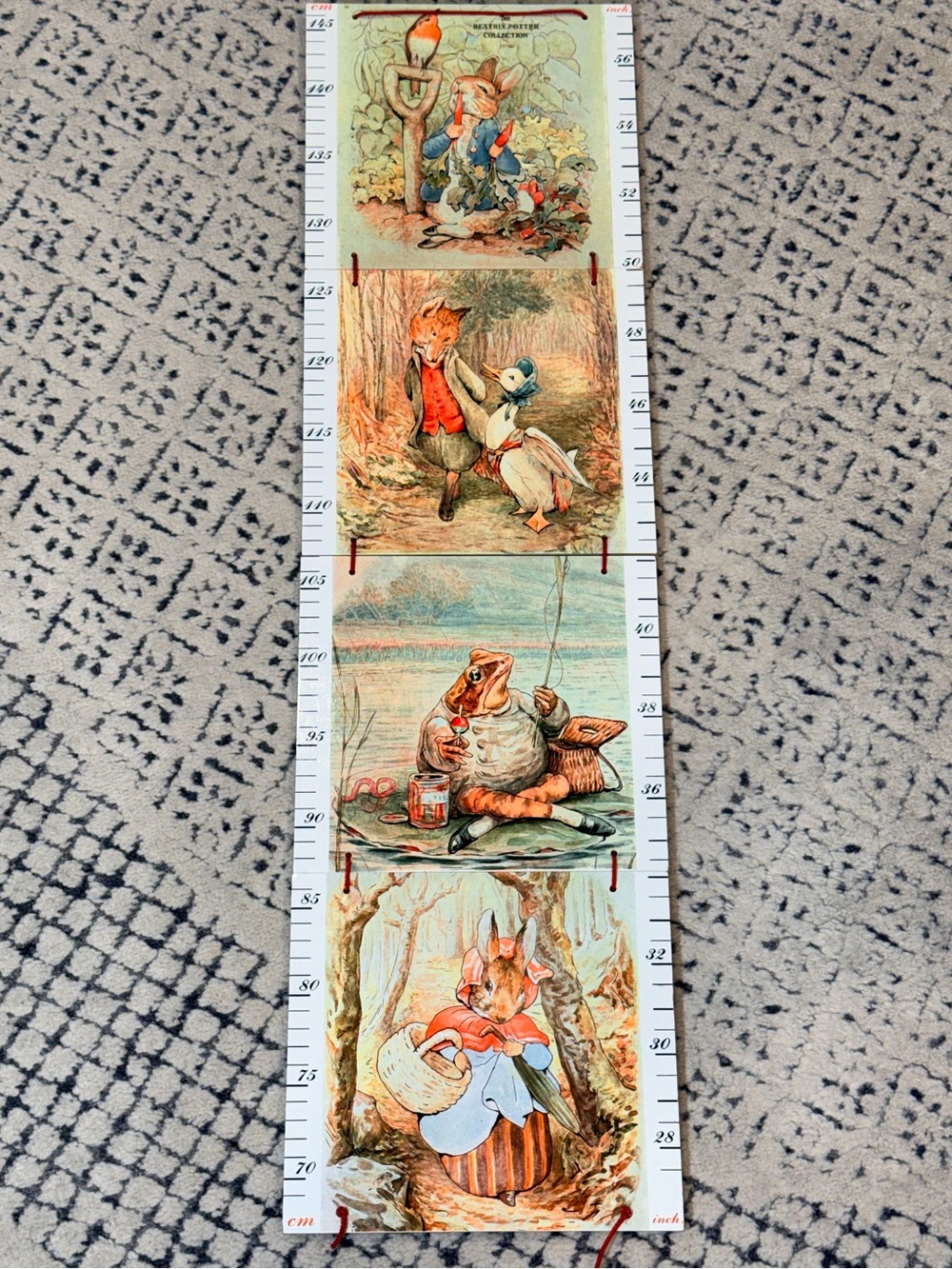 Vintage Beatrix Potter Peter Rabbit & Friends Growth Chart – Nursery Wall Decor